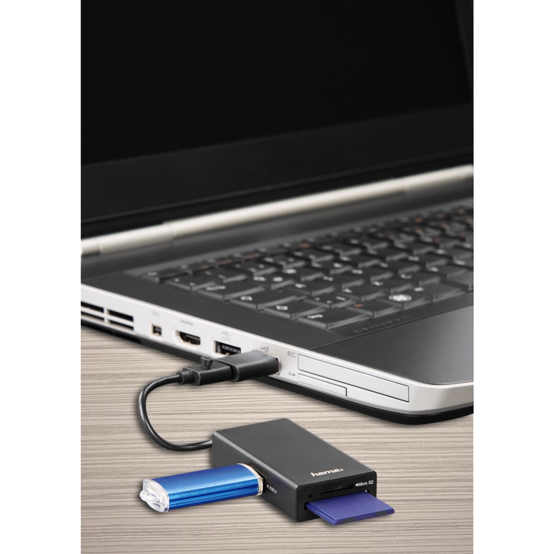 per Smartphone e Tablet Hama Lettore Schede e HUB USB con Adattatore Micro USB Femmina/USB a Maschio 2 Porte OTG Nero