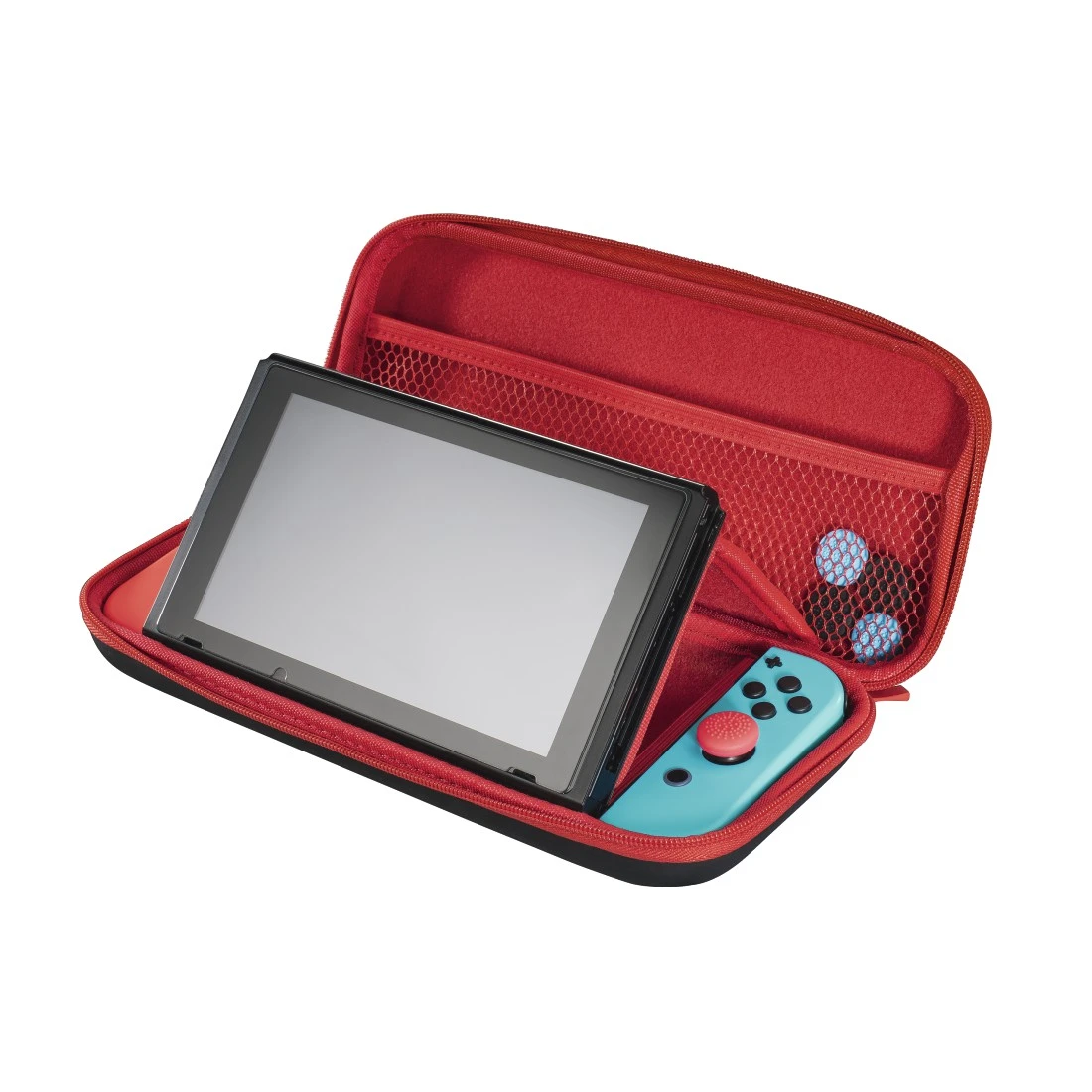 Switch, Set | Schwarz/Rot Hama Nintendo Schutzglas, Control-Aufsätze) für (Tasche,