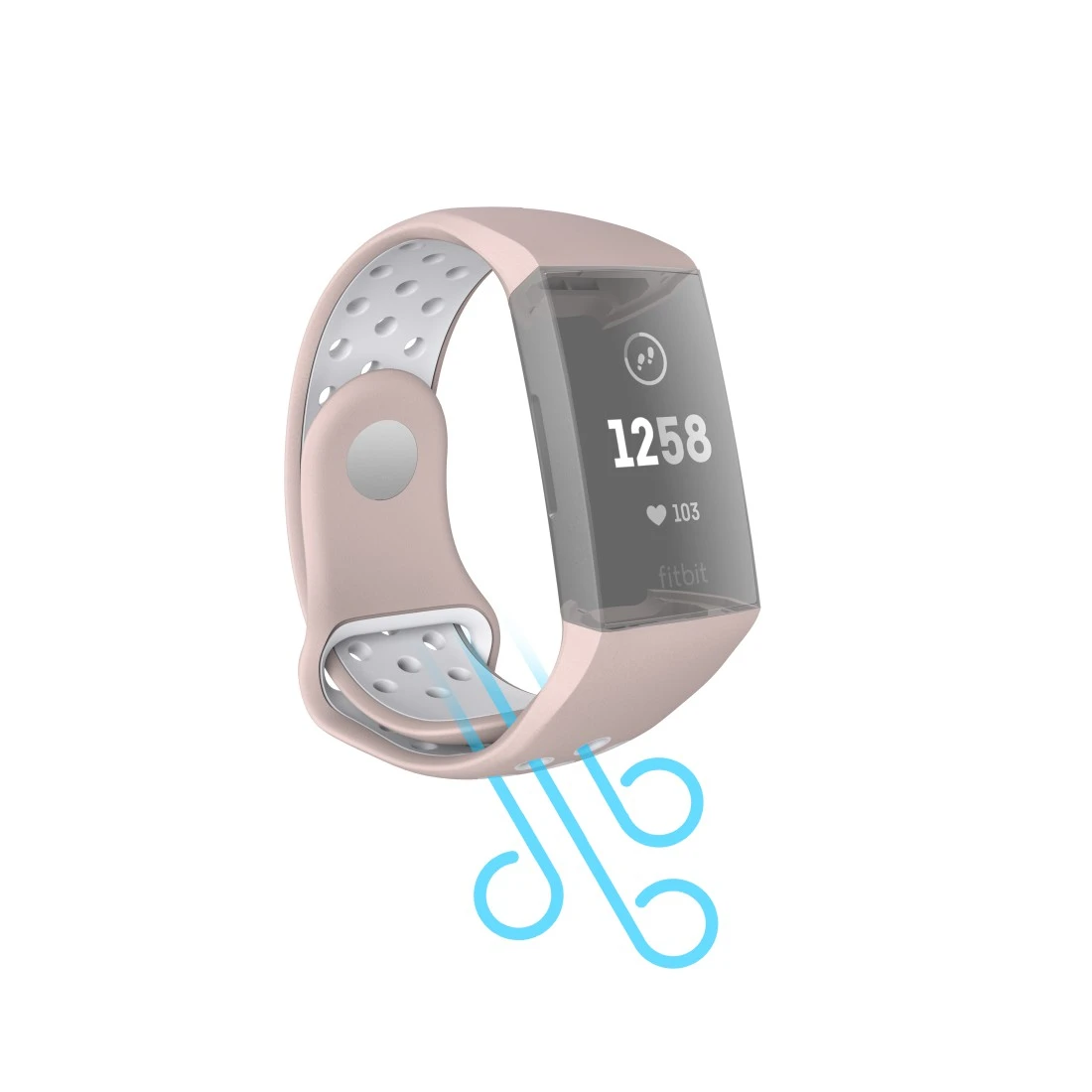 Sportarmband für | Rosé/Grau Fitbit 3/4, Charge atmungsaktives Uhrenarmband, Hama