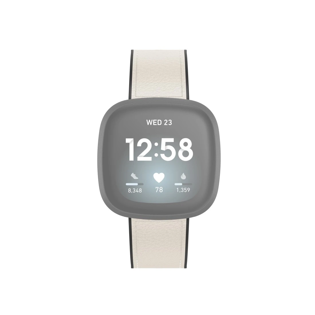 Armband für und Fitbit | Versa Silikon, aus 3/Sense, Hama Leder Uhrenarmband Weiß