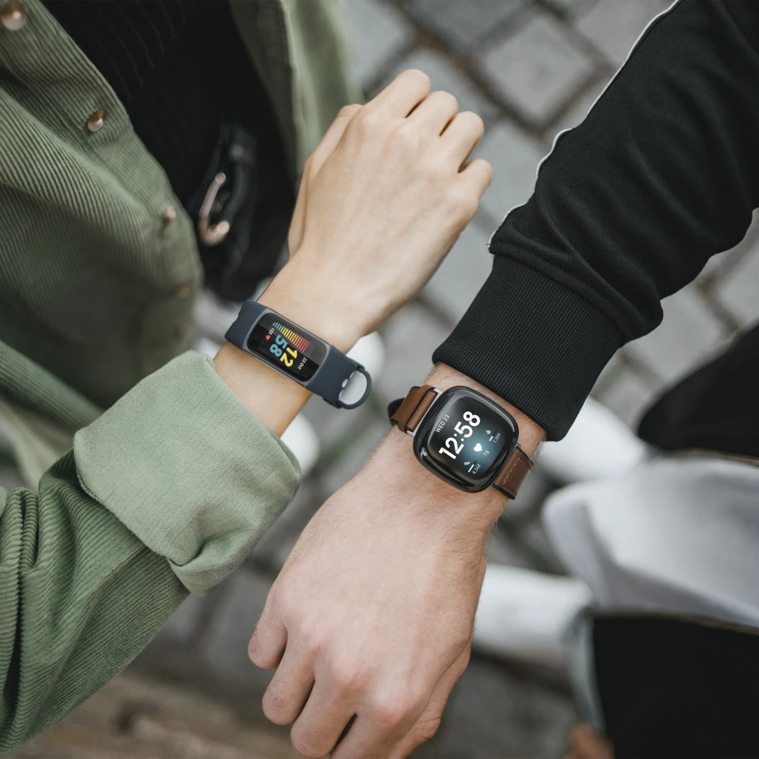 aus für 3/Sense, | Fitbit Uhrenarmband Versa und Hama Armband Leder Weiß Silikon,