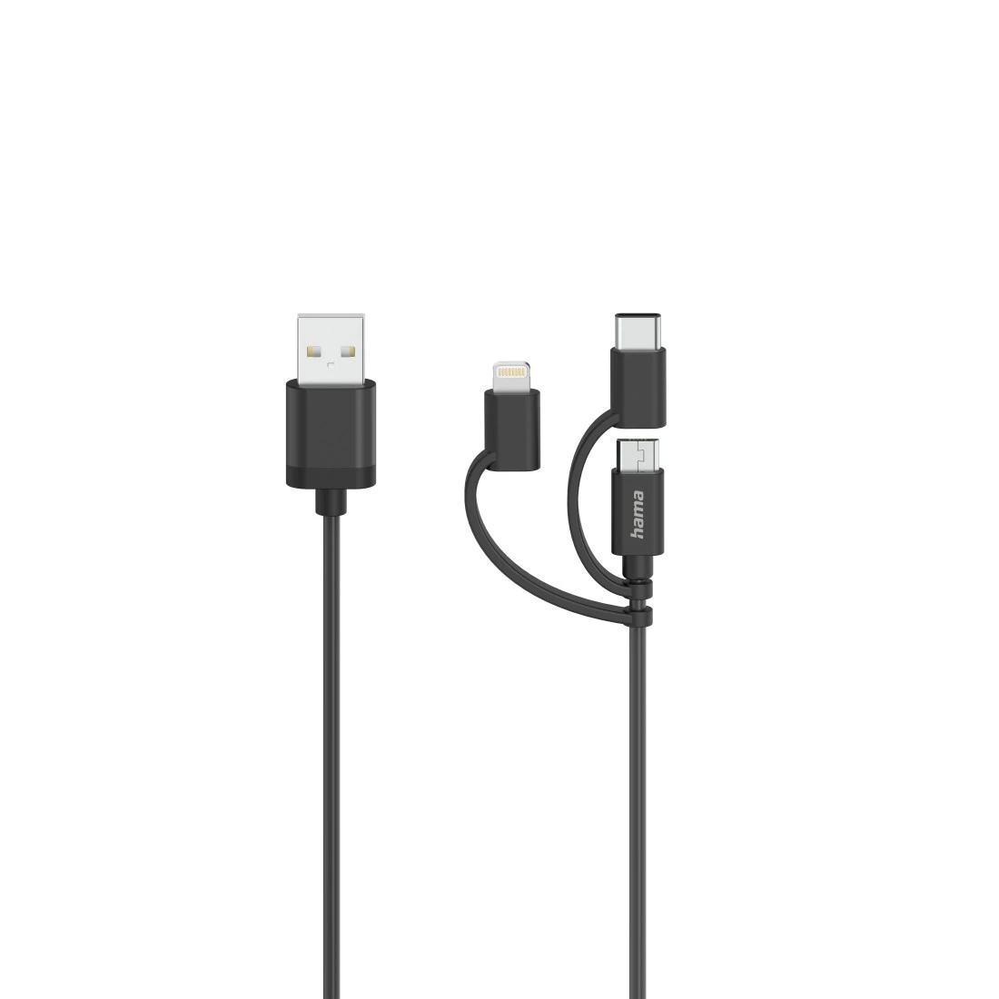 Micro-USB-Kabel, 3in1, inkl. Adapter auf Hama | 0,75 & USB-C m 2.0, Lightning, USB