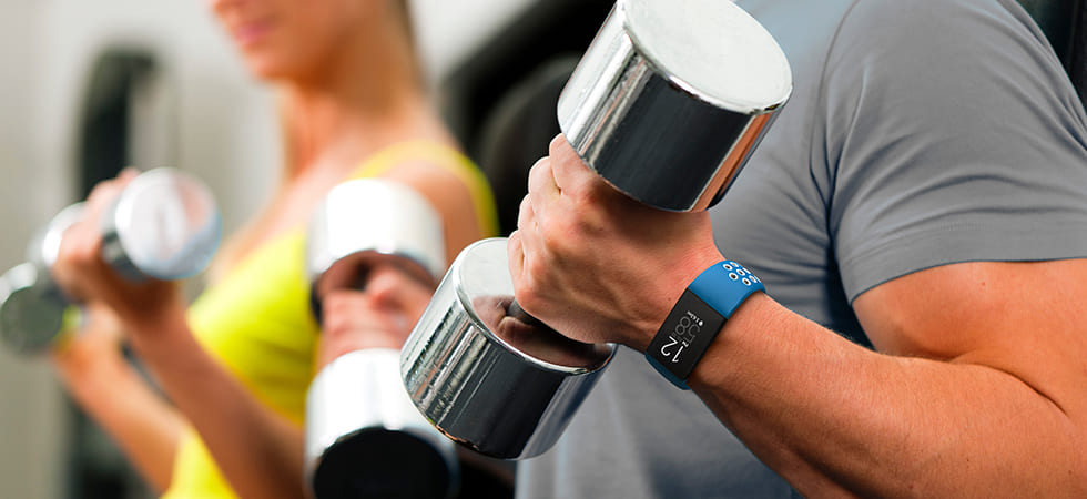 Sportarmband für Fitbit Charge Hama 3/4, Uhrenarmband, | atmungsaktives Blau/Grau